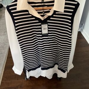 Brand new blue and white striped vest top from Adrianna Papell, size M.